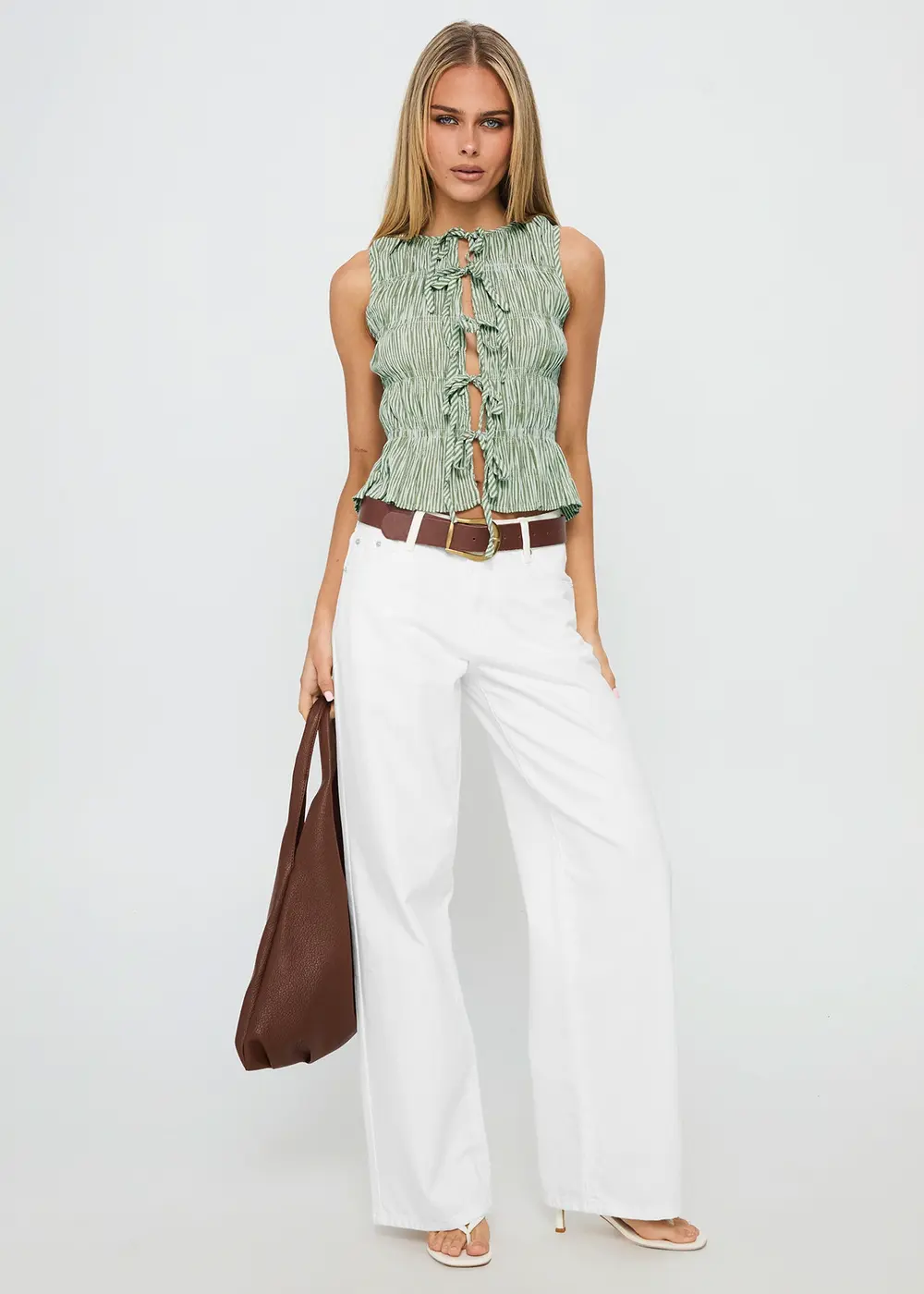 Serenitia Mid Rise Straight Leg Relaxed Jeans White Wash