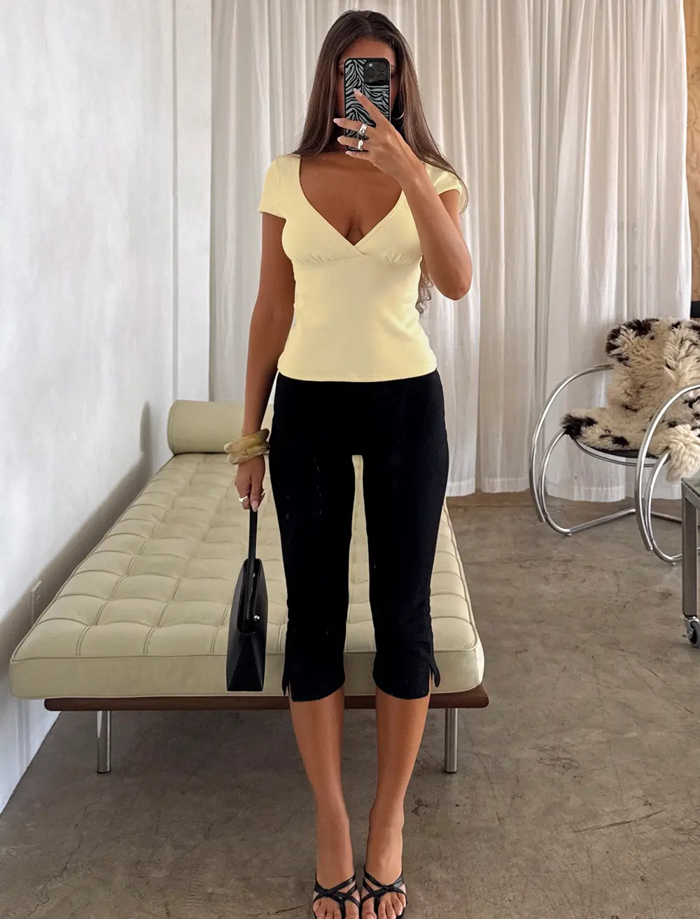 Baseline Rib Capri Pants Black