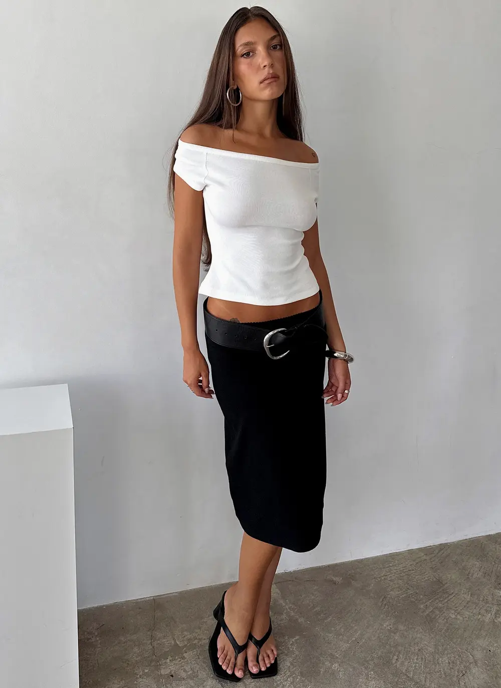 Baseline Rib Midi Skirt Black