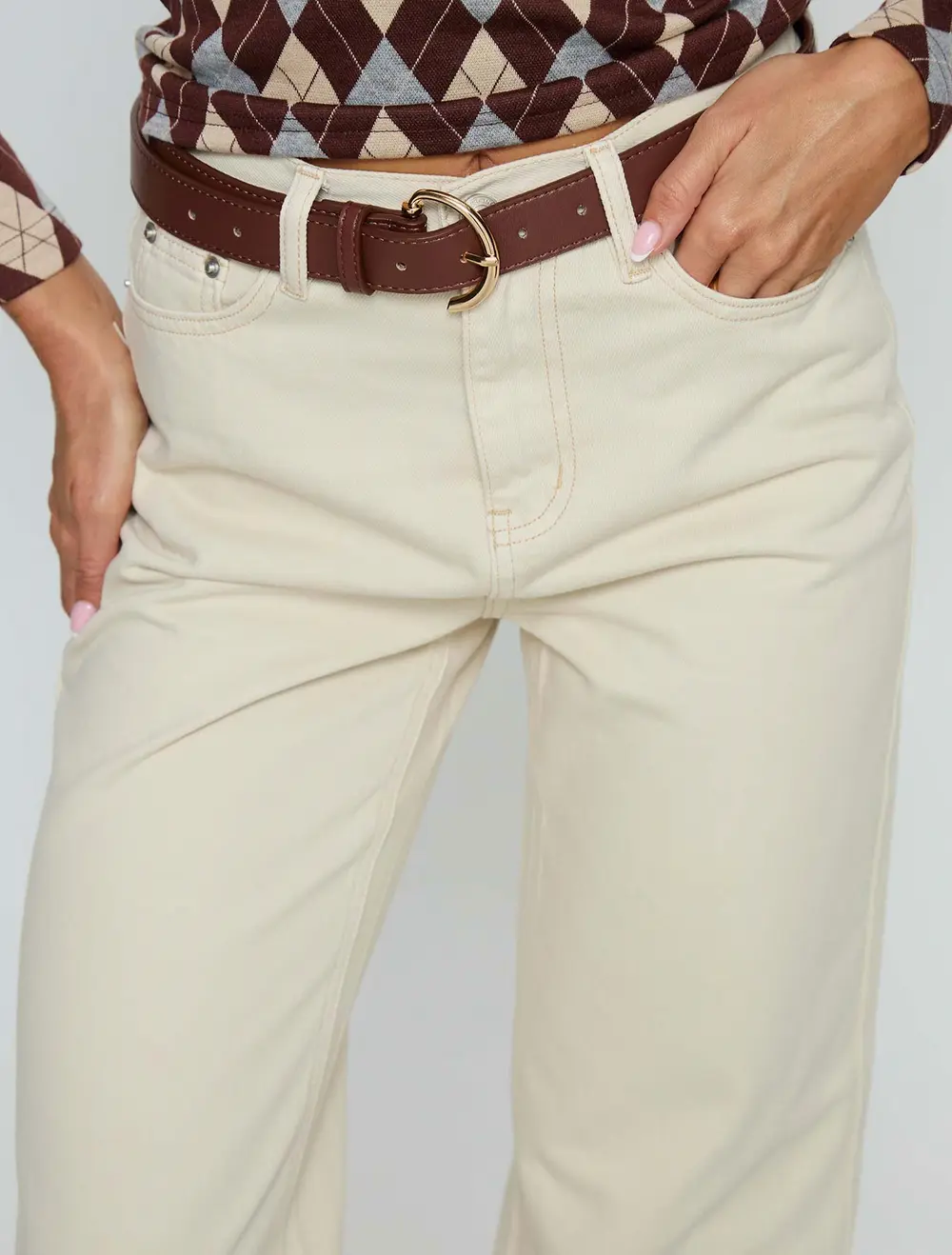 Maple Mid Rise Flare Jeans Ecru