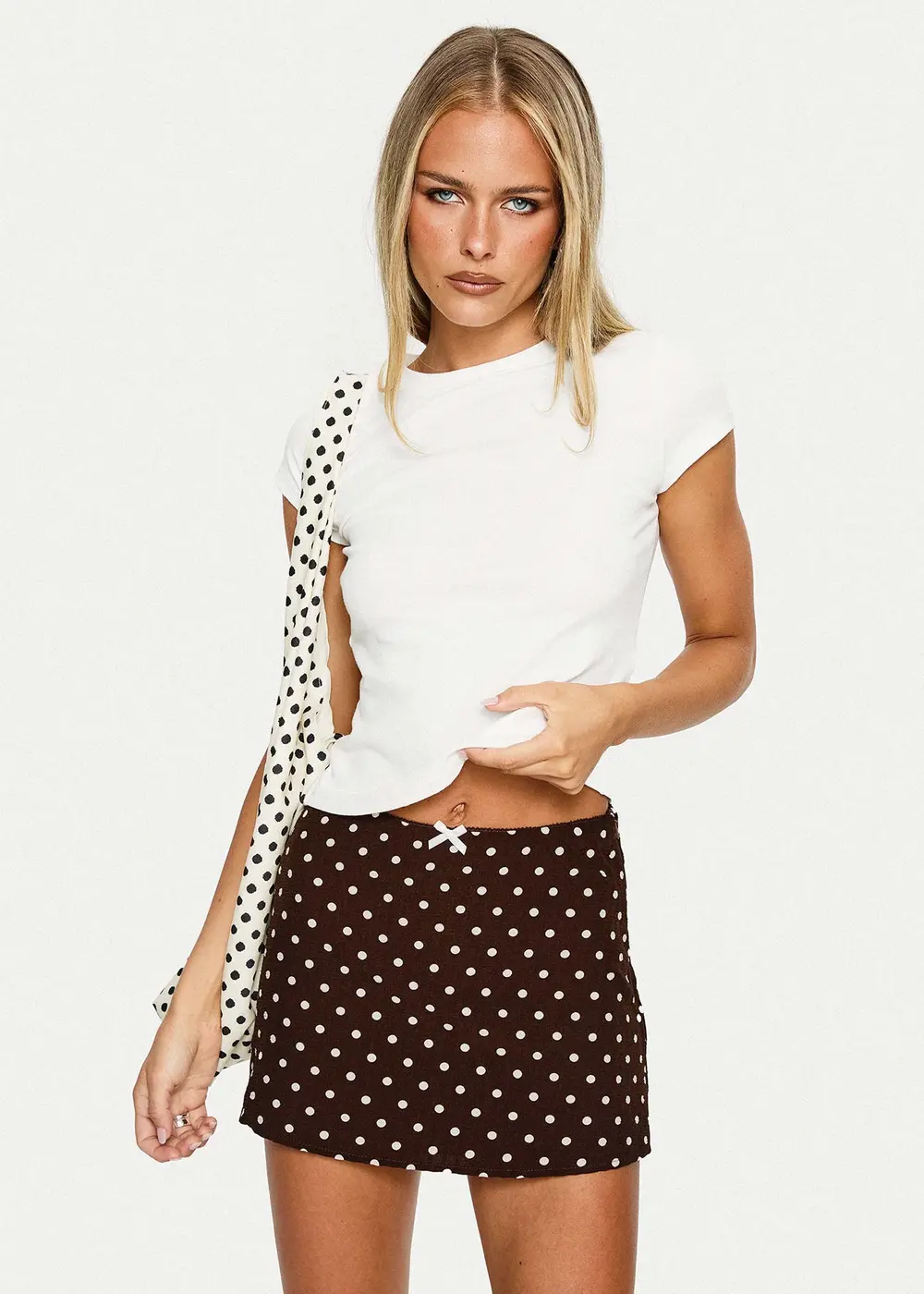 Tejano Mini Skirt Brown Polka Dot