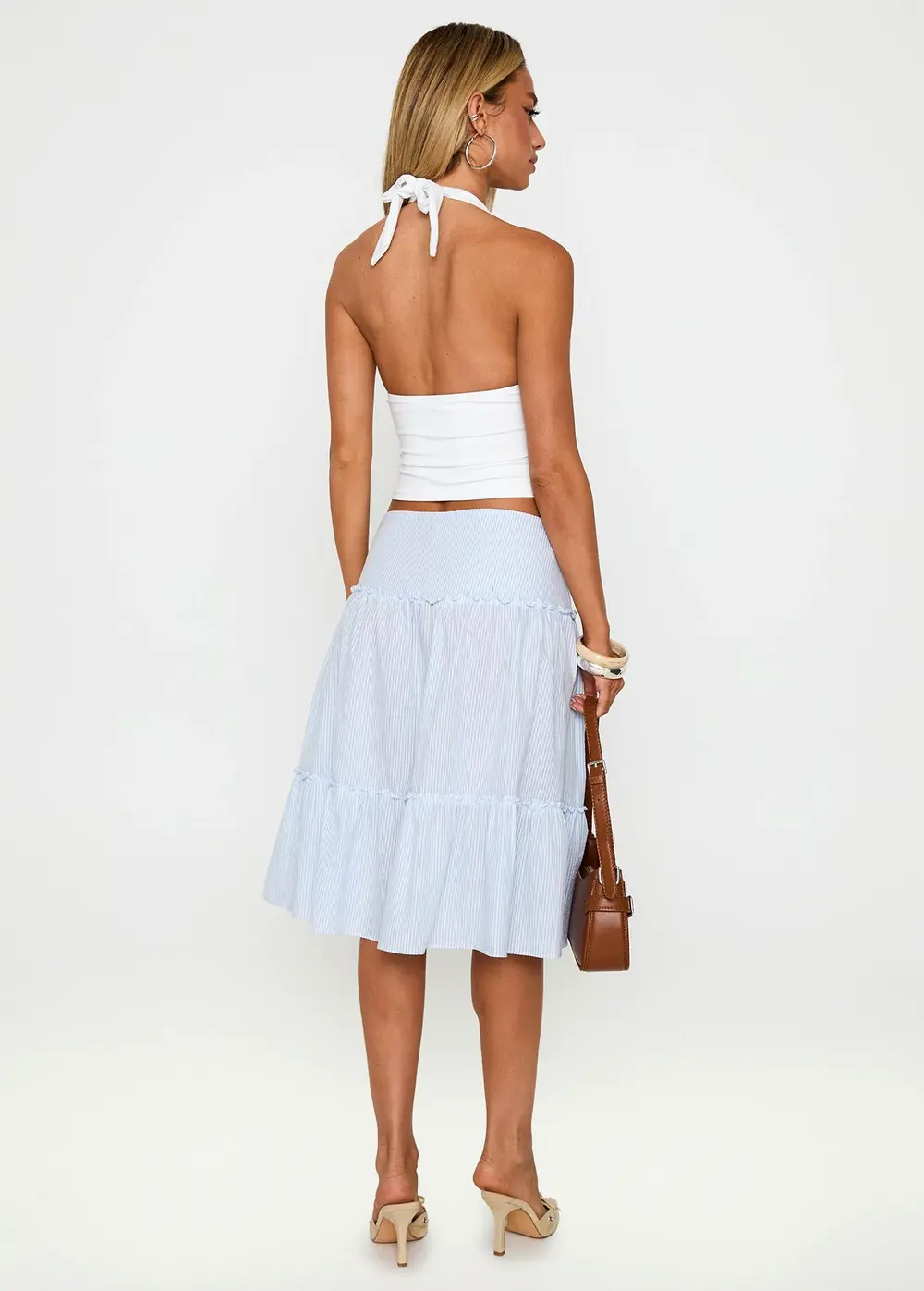 Cascades Low Rise Midi Skirt Blue / White Stripe