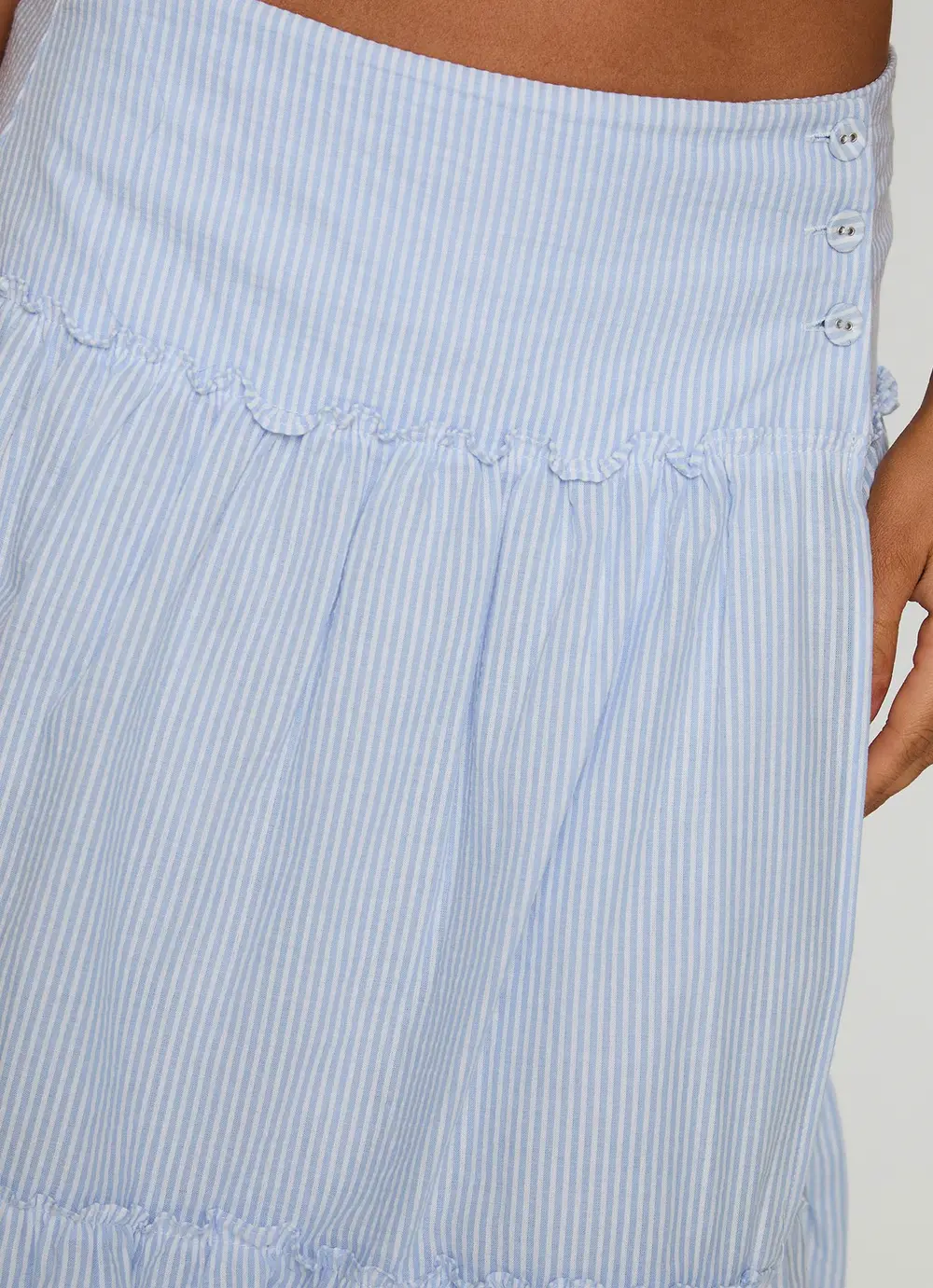 Cascades Low Rise Midi Skirt Blue / White Stripe
