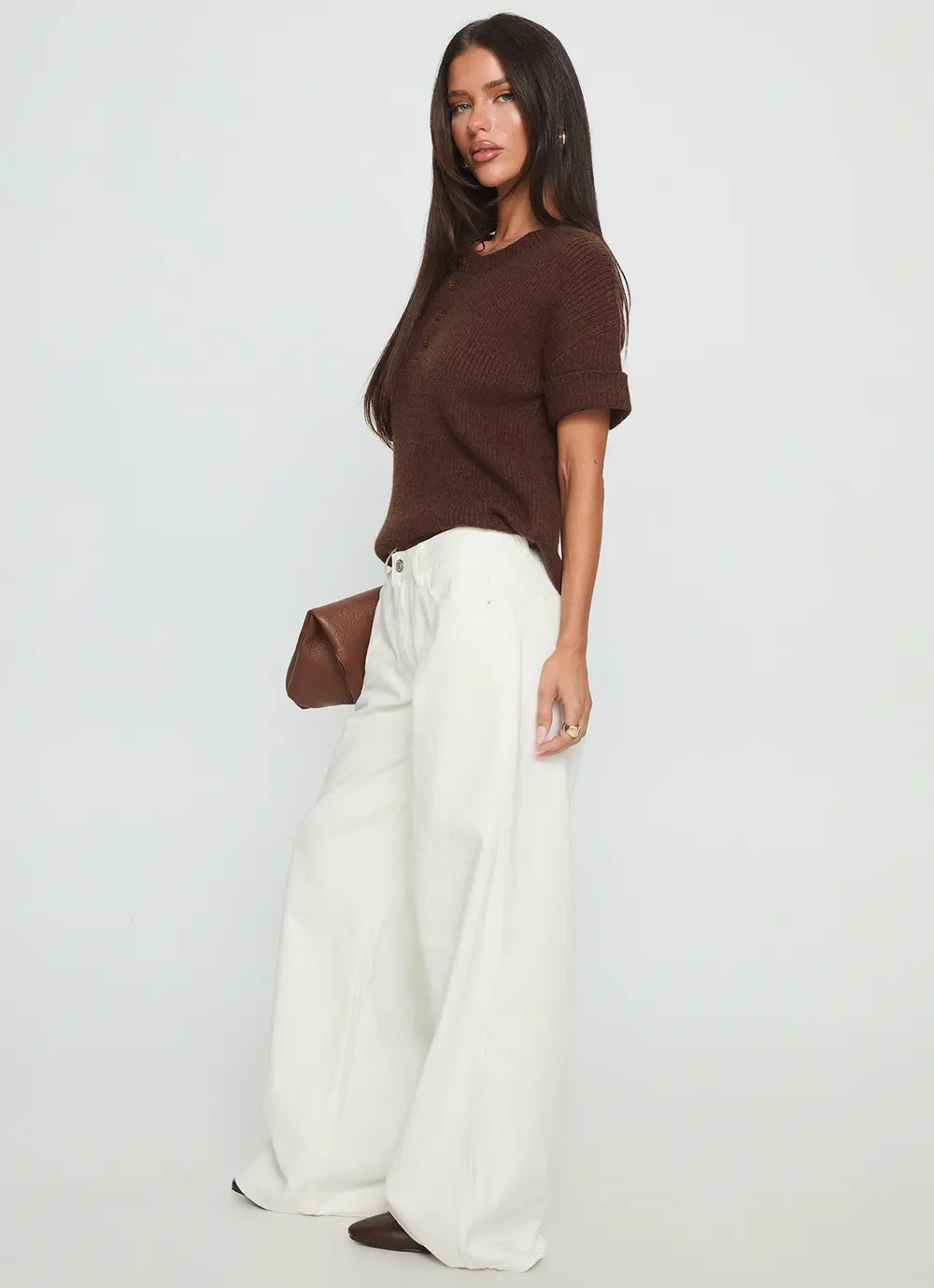 Ramos Low Rise Wide Leg Jeans White