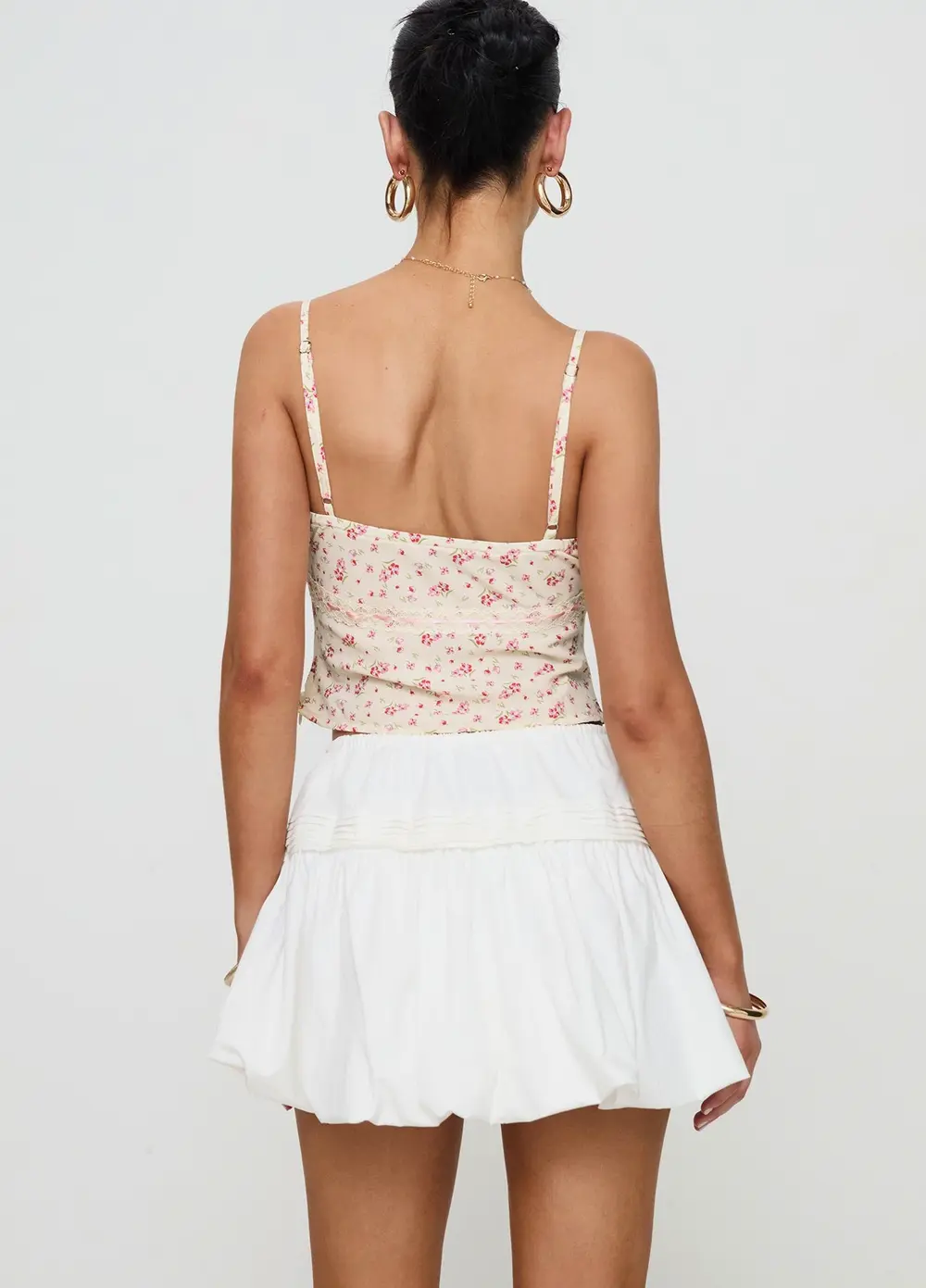 Dear London Bubble Hem Mini Skirt White