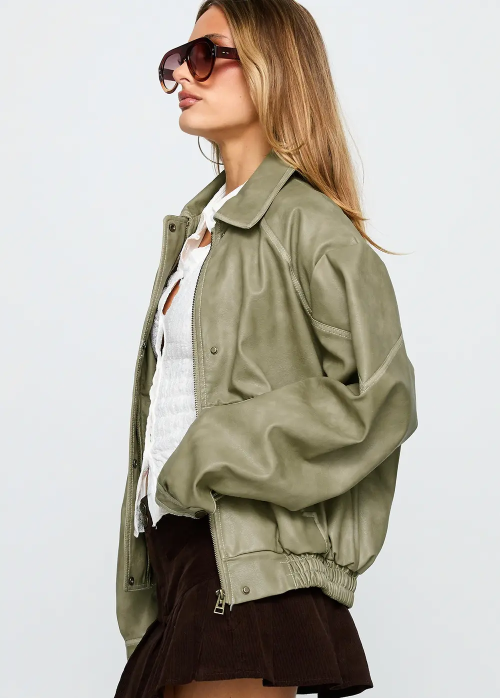Jaxton Faux Leather Jacket Taupe