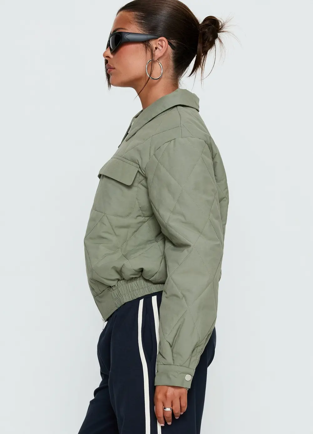 Denvar Quilted Bomber Jacket Green