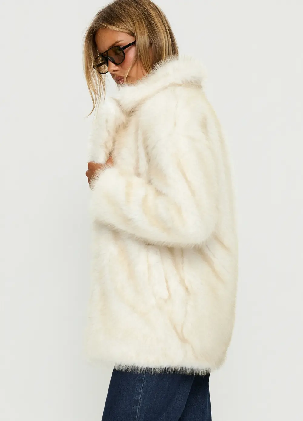 Clova Faux Fur Coat White