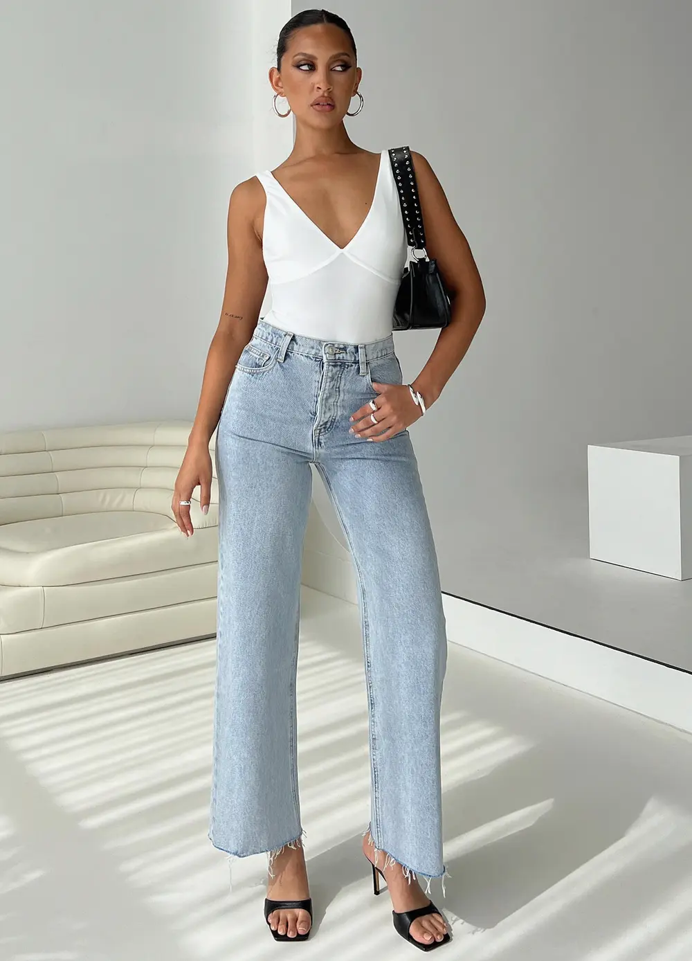 Fawcett High Rise Straight Leg Jeans Light Blue Wash