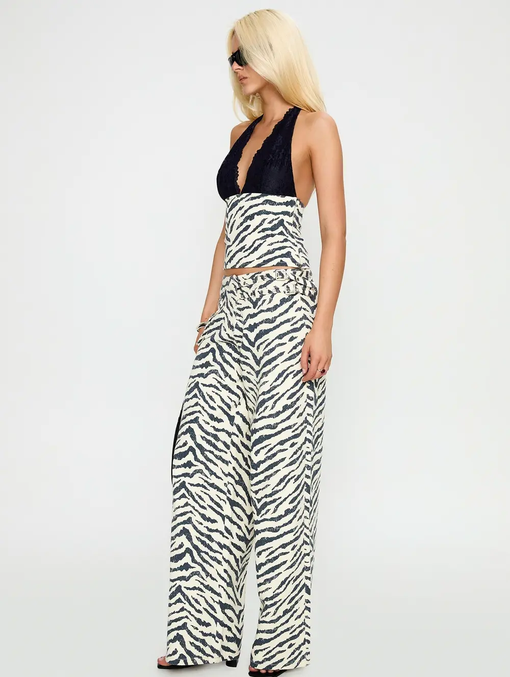 Paltrow Mid Rise Wide Leg Cargo Jeans Zebra