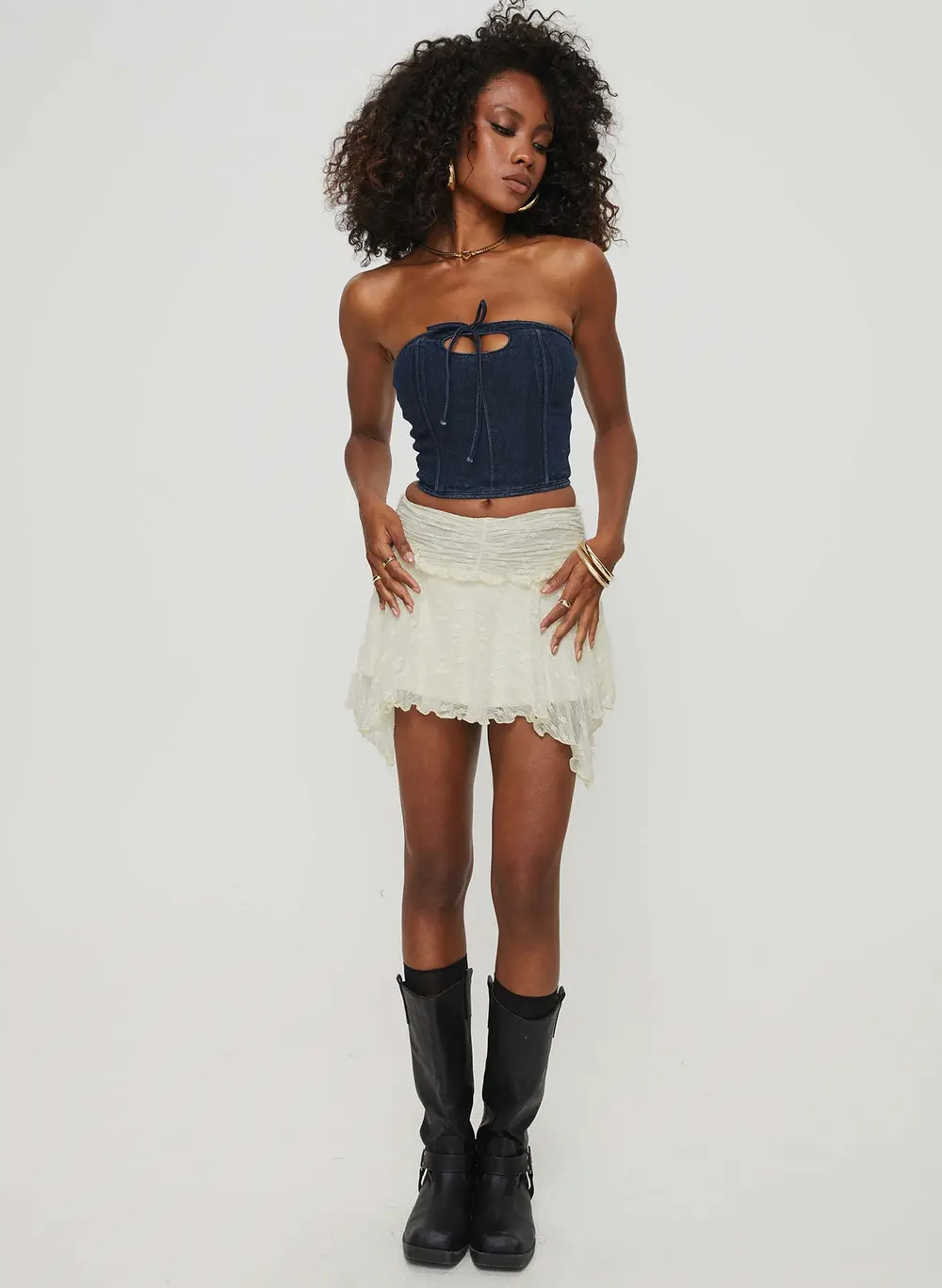 Ayra Lace Mini Skirt Cream