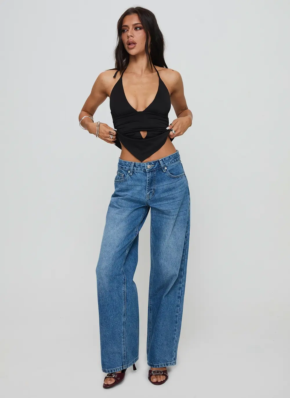 Serenitia Mid Rise Relaxed Jeans Mid Blue Wash