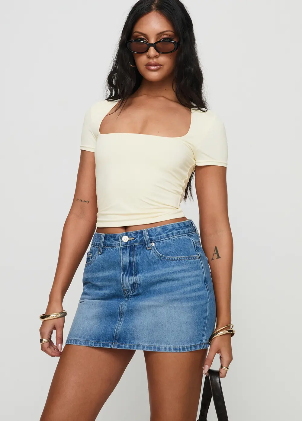 Paulette Denim Mini Skirt Light Wash