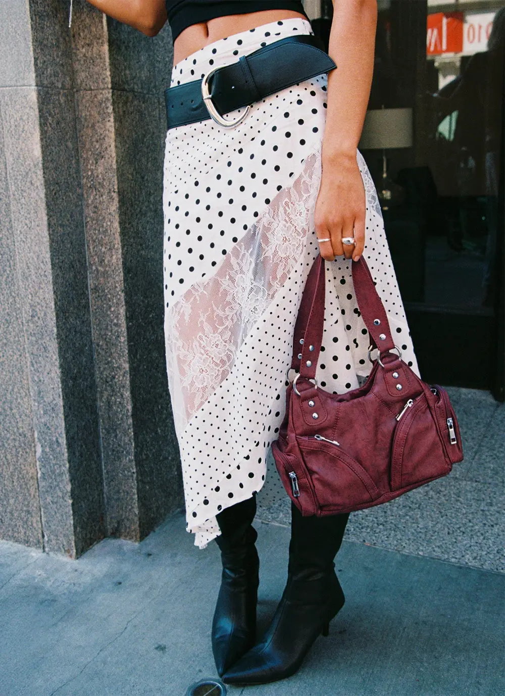 Rennar Maxi Skirt White / Polka Dot Petite