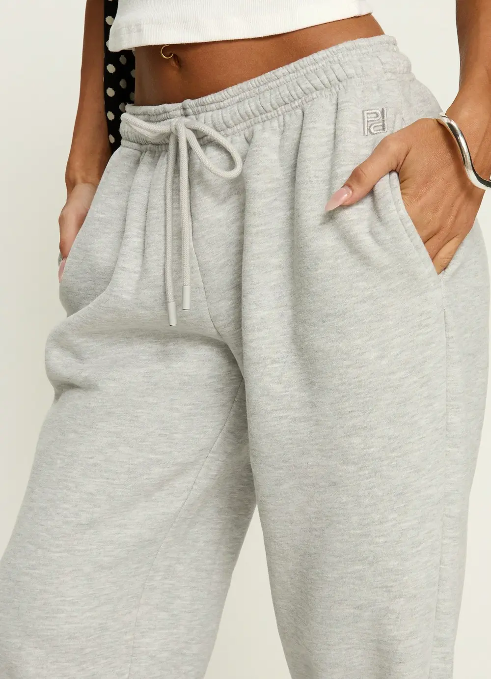 Caspa Dream Fleece Oversized Ankle Cuff Jogger Grey Marle