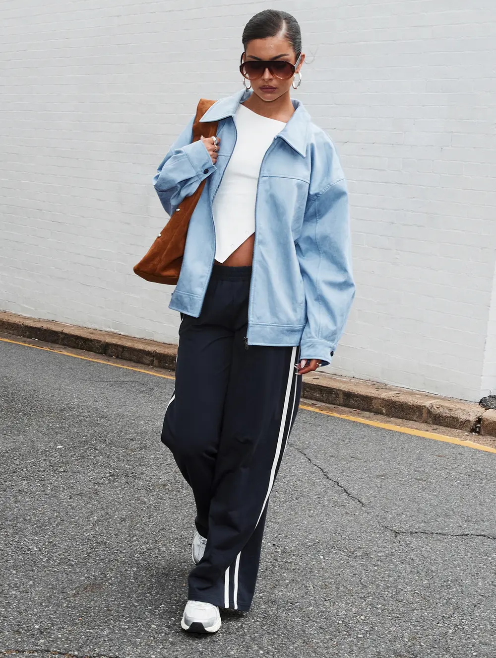 Goldsmith Faux Suede Bomber Jacket Blue