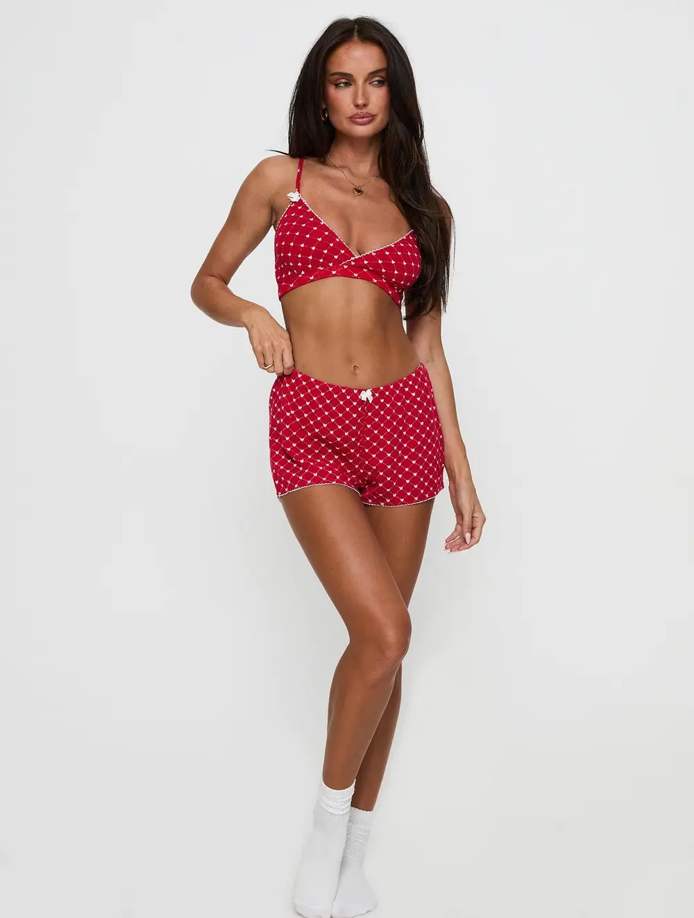 Slumber Pointelle Sleep Bralette Red