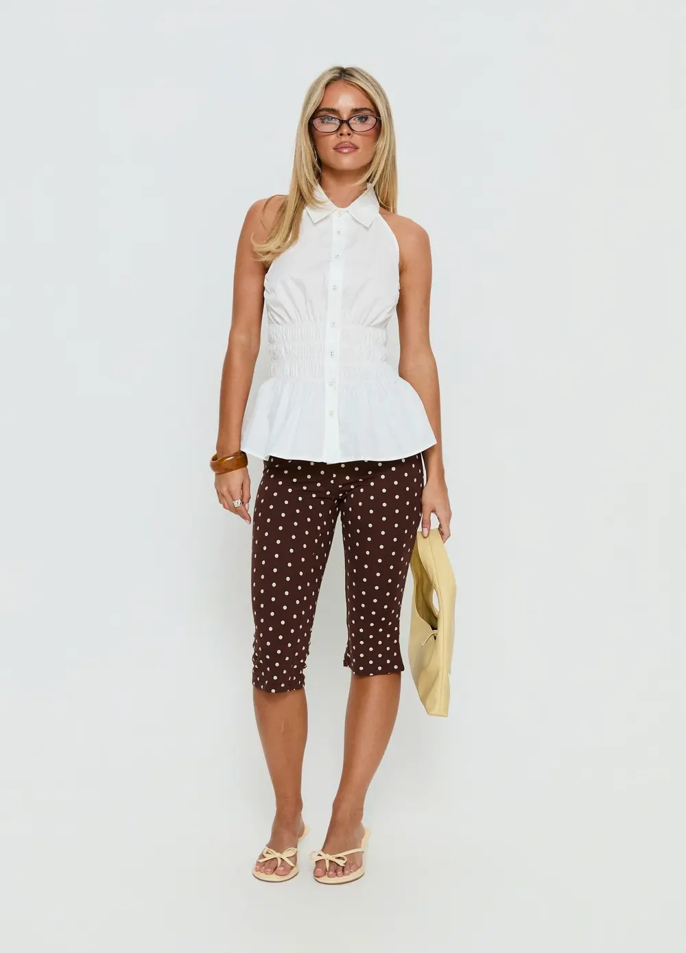Samaira Capri Pant Brown Polka Dot