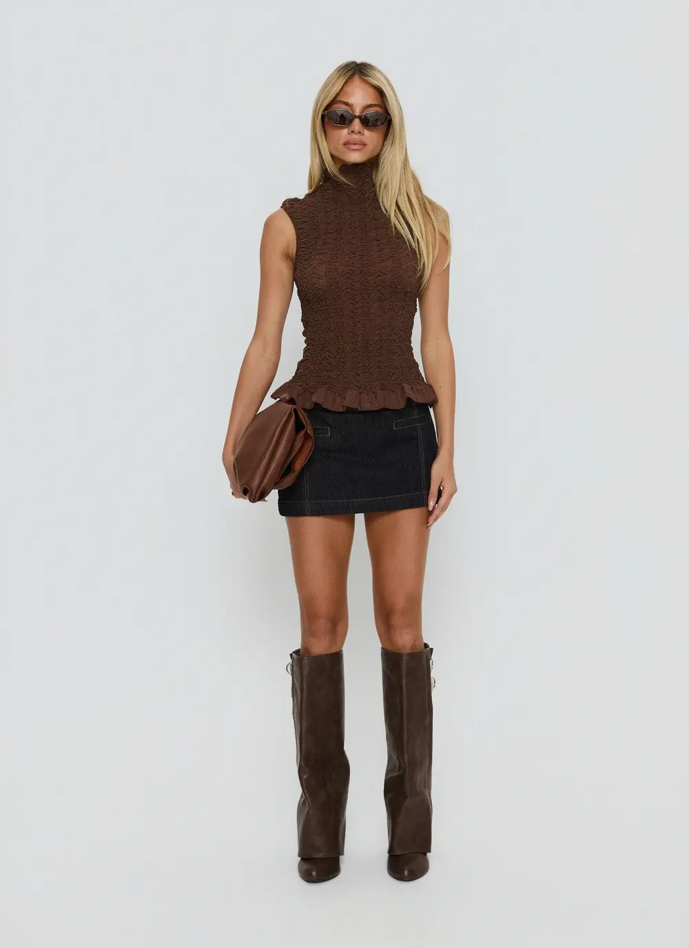 Darbi Denim Mini Skort Raw Denim