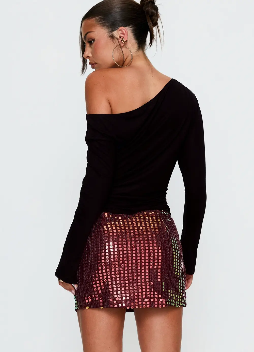 Zelaia Shimmer Mini Skirt Wine