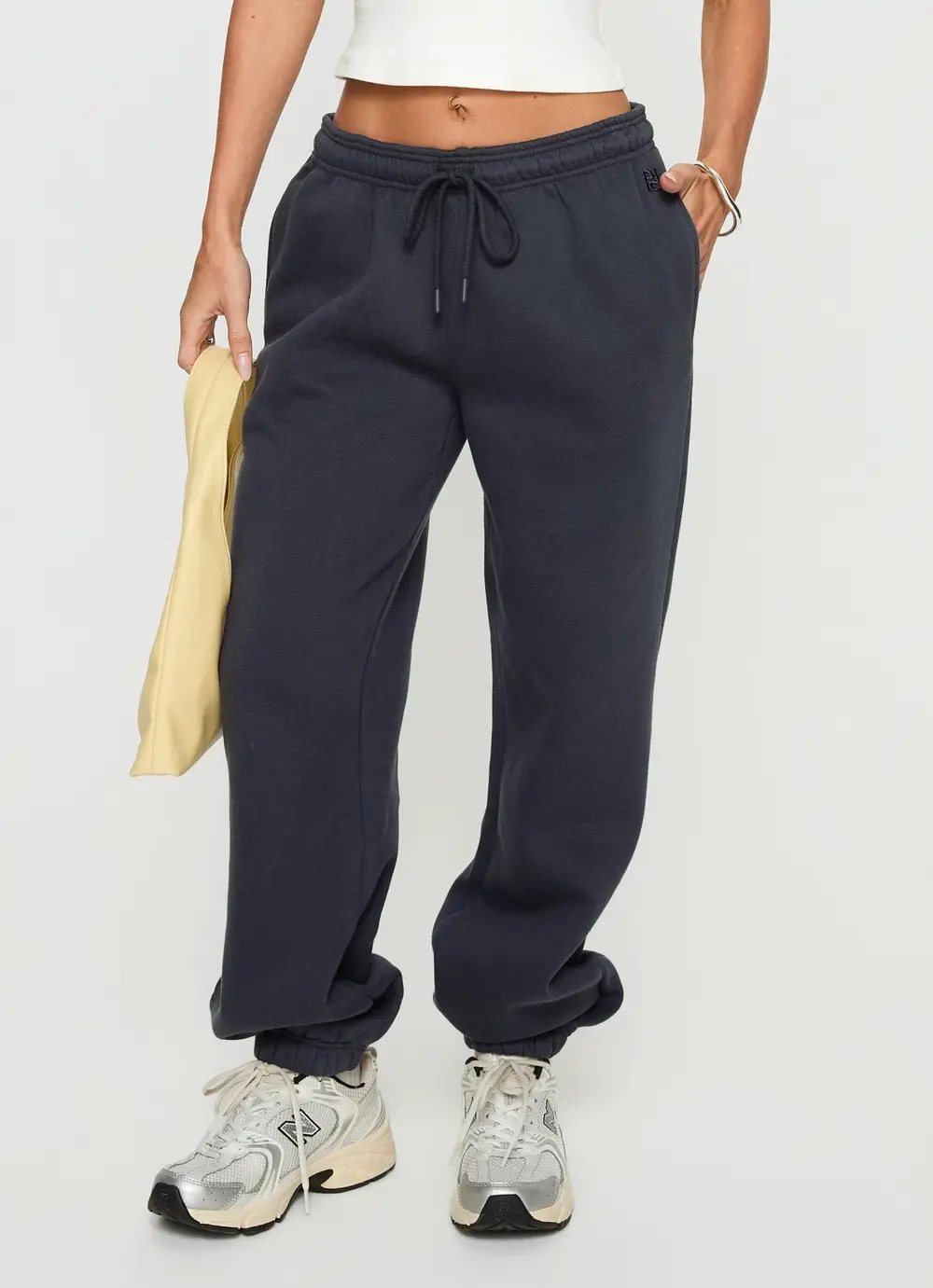 Caspa Dream Fleece Oversized Ankle Cuff Jogger Navy