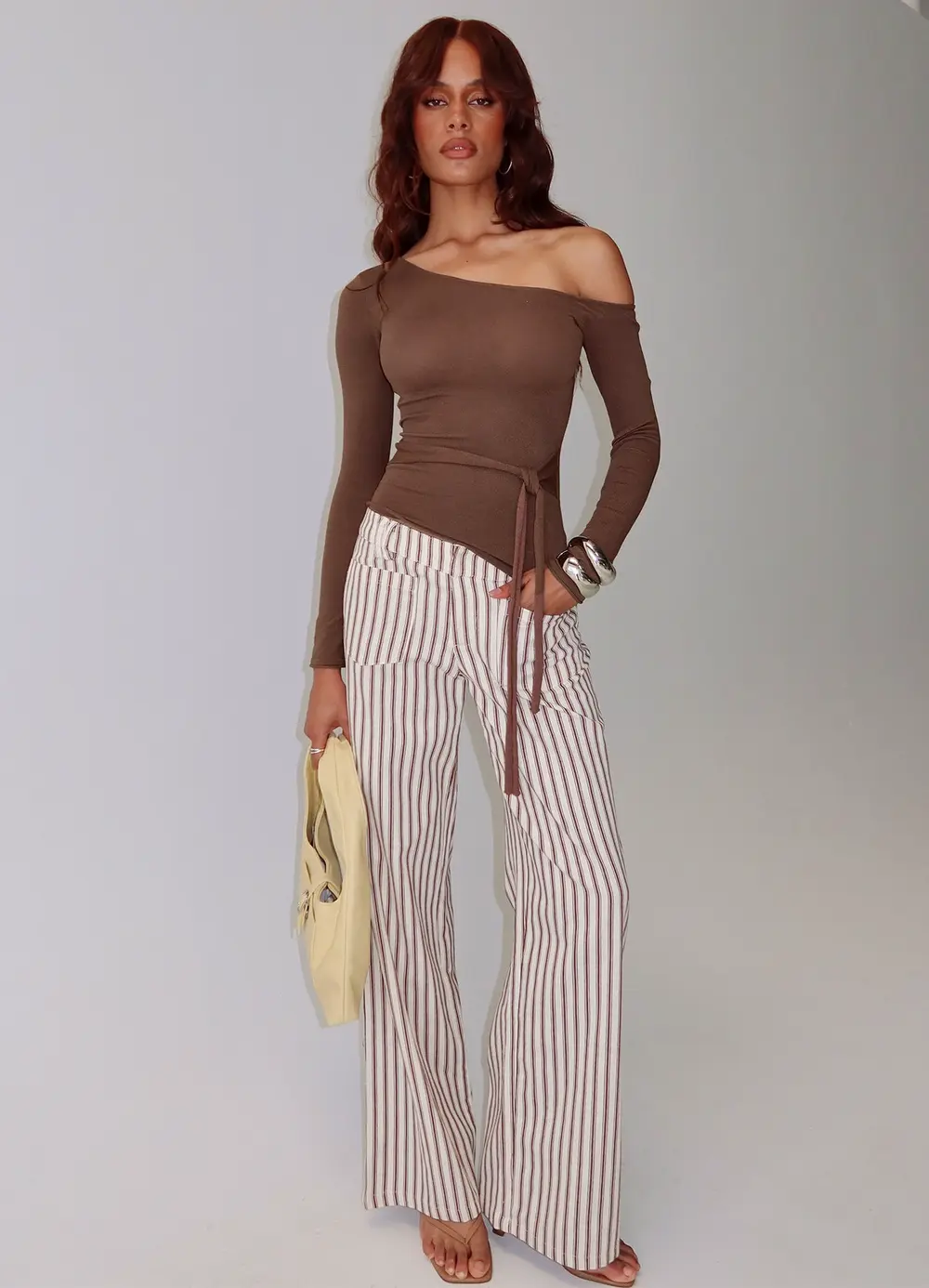 Vendi Low Rise Pant Brown Stripe