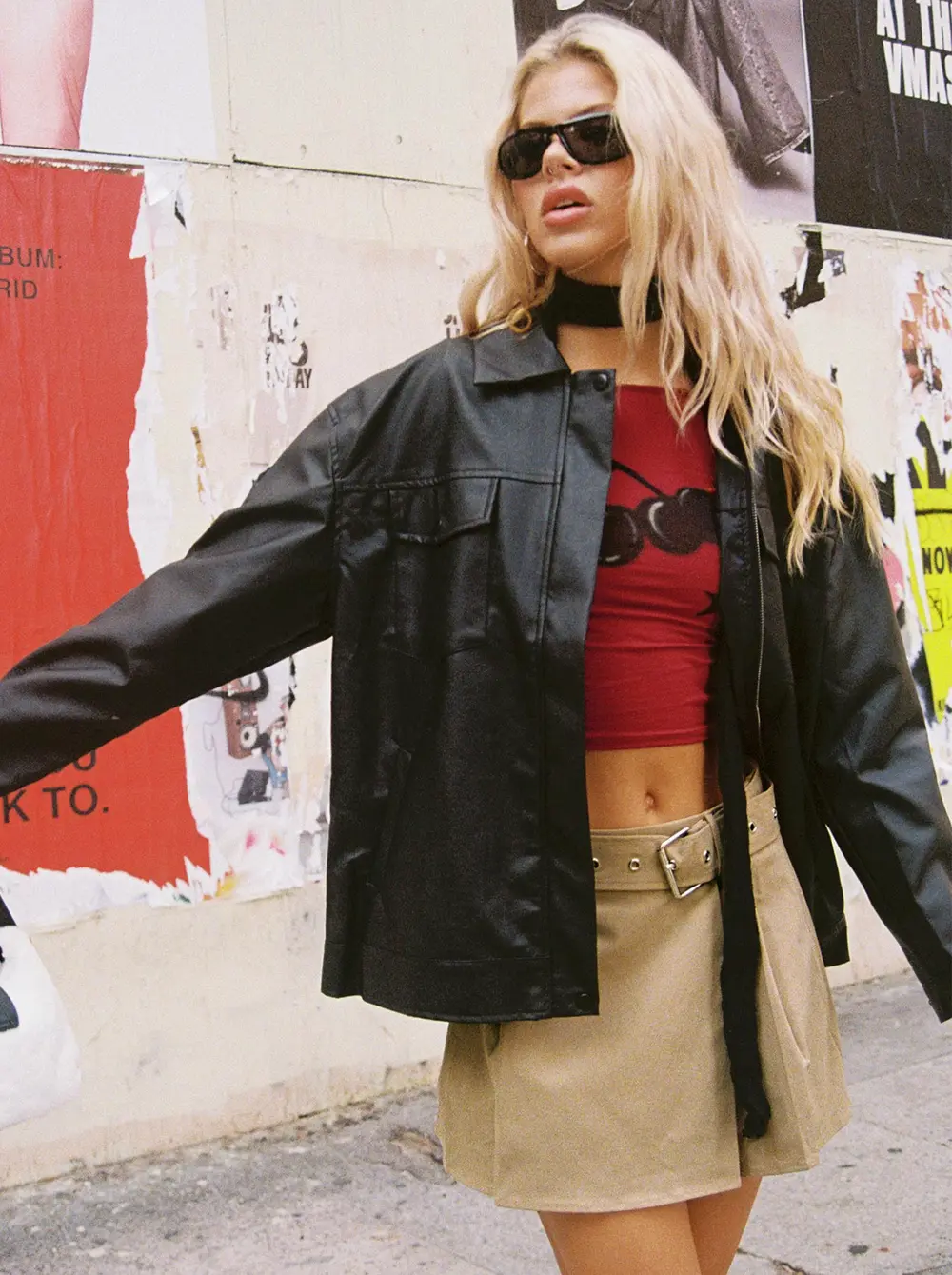 Callie Faux Leather Jacket Black