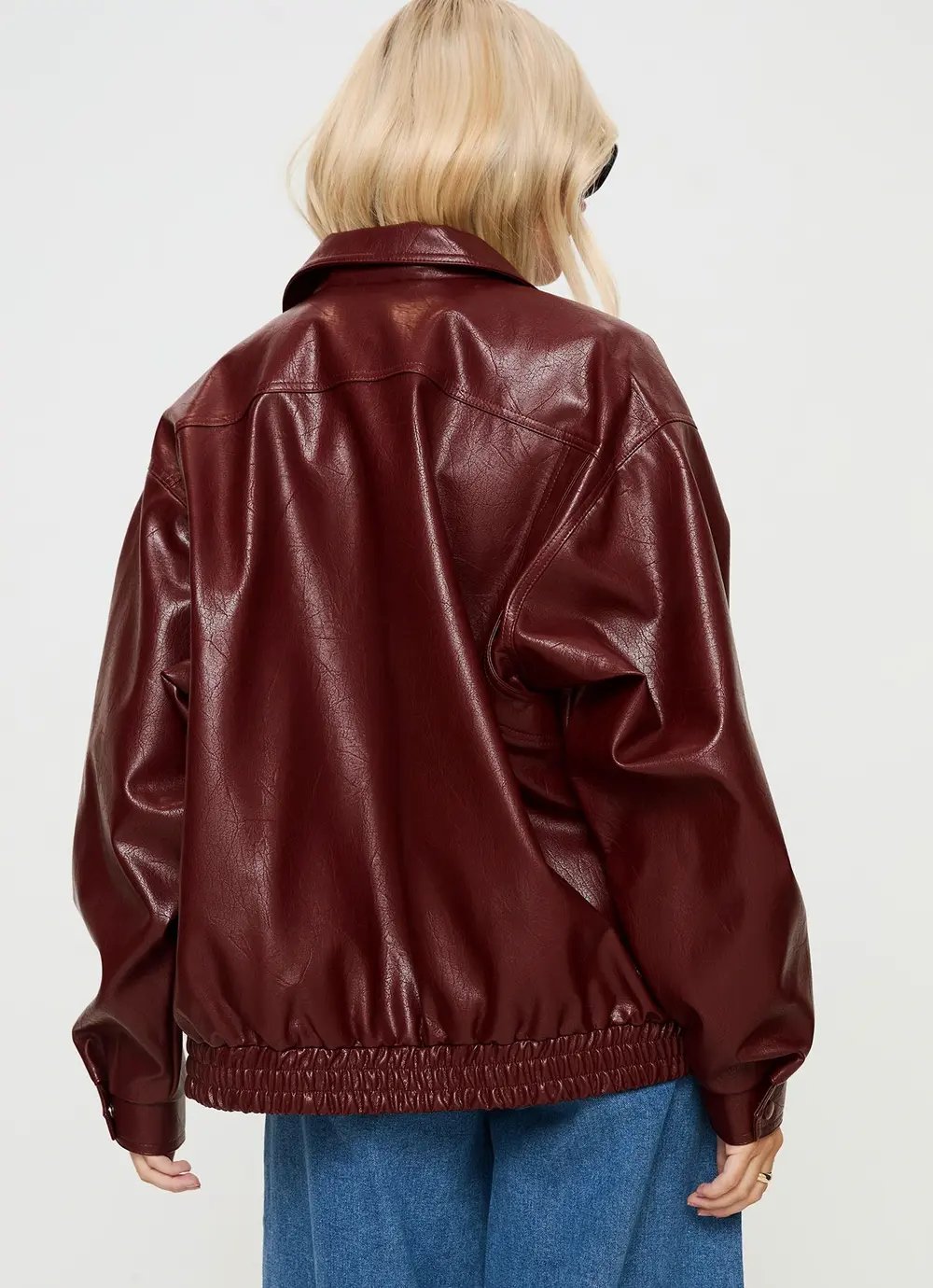 Devija Faux Leather Jacket Burgundy