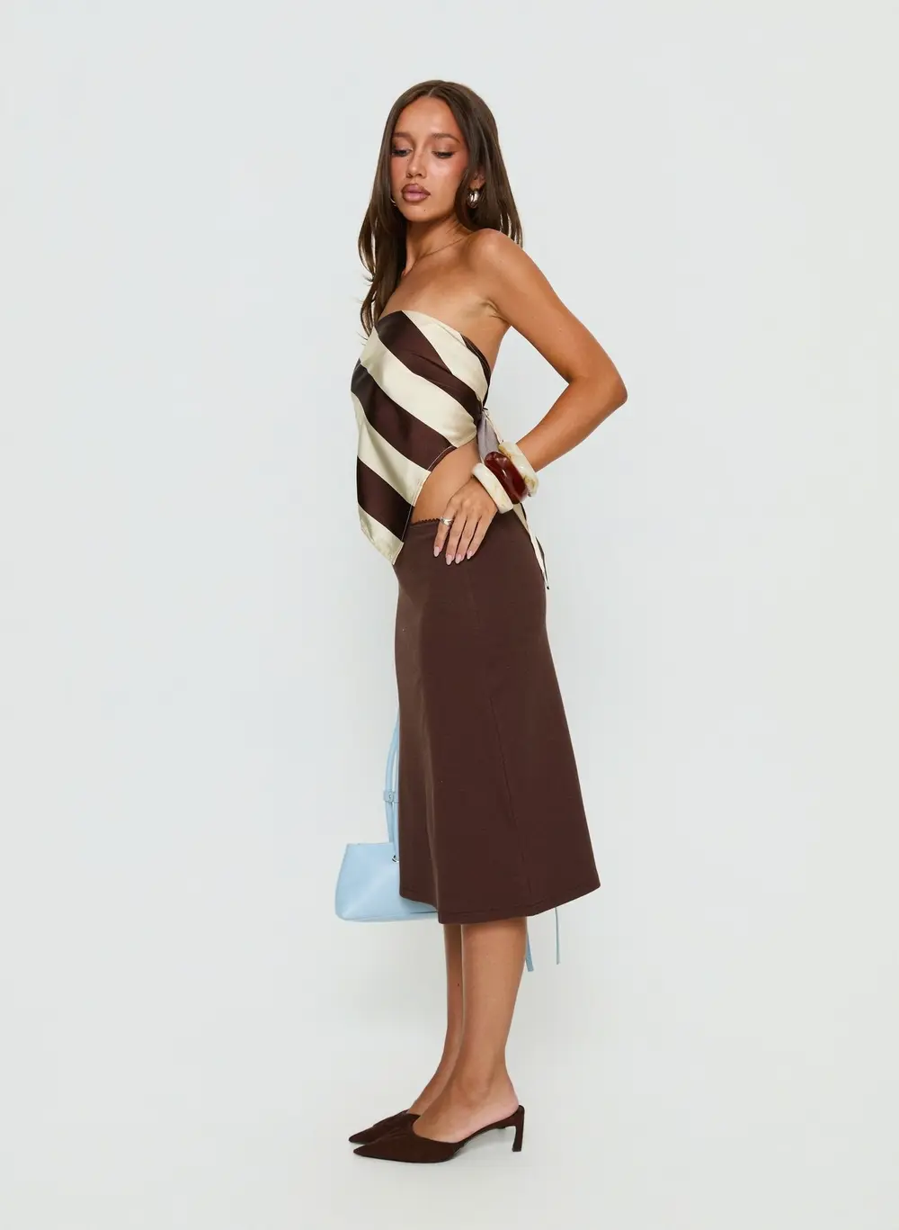 Baseline Rib Midi Skirt Chocolate