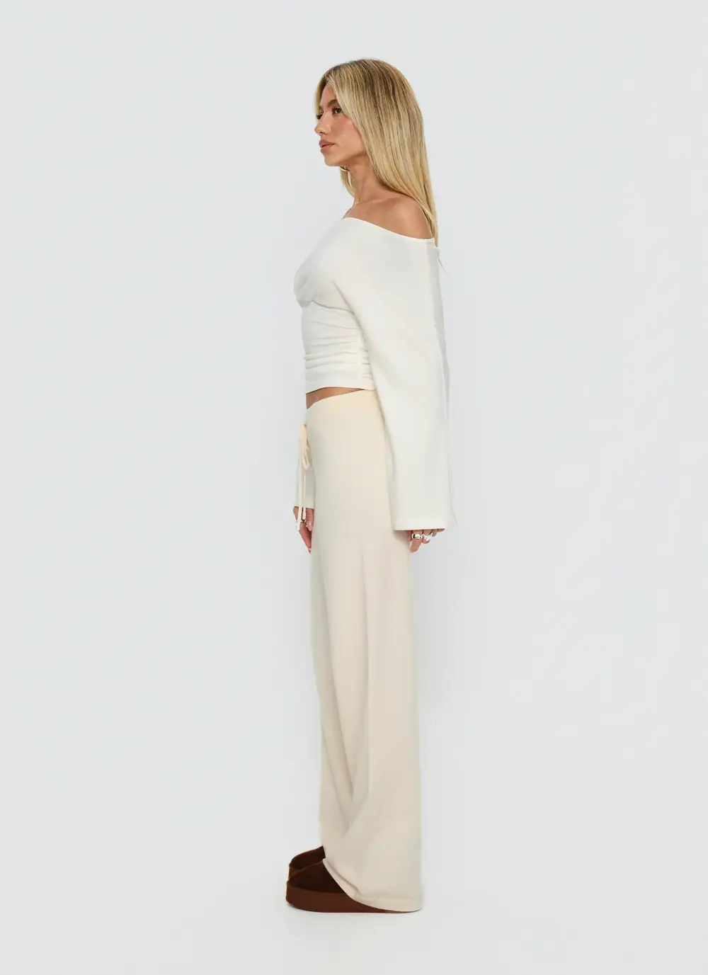 Felisha Low Waist Knit Pants White