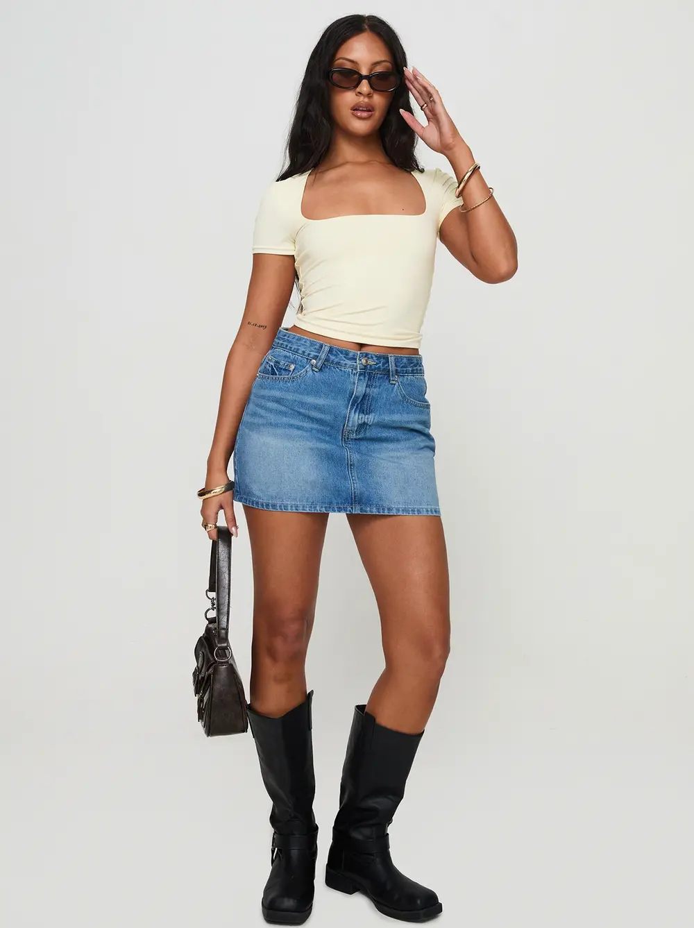 Paulette Denim Mini Skirt Light Wash