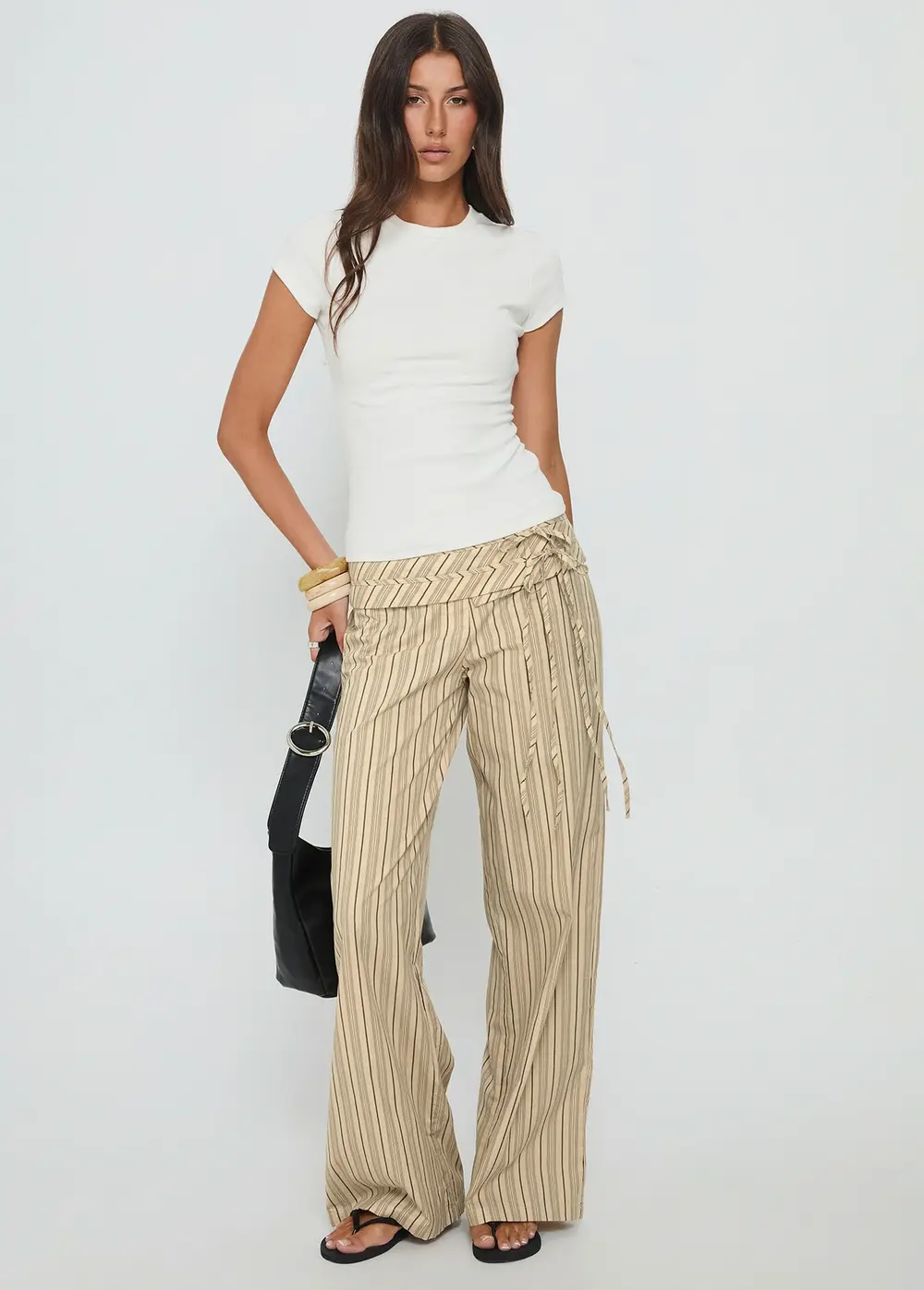 Seneca Wrap Pant Beige Stripe