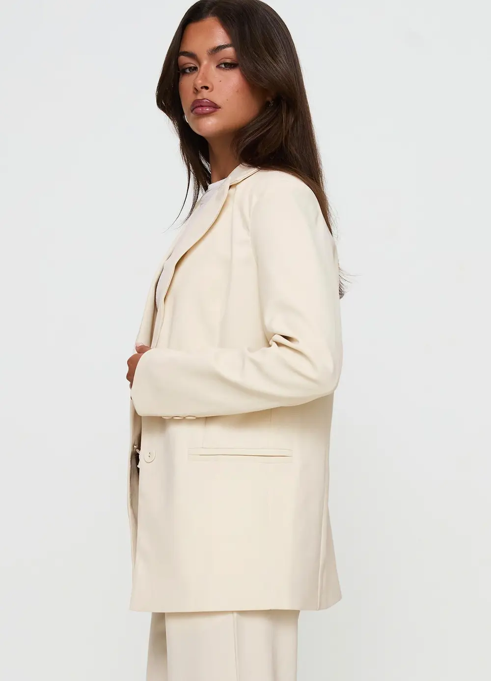 Crowd Pleaser Oversized Blazer Cream