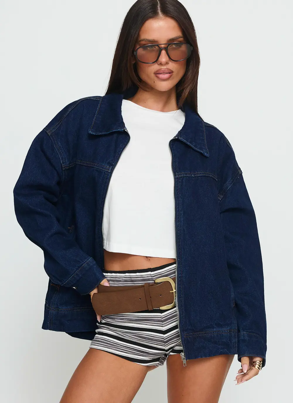 Goldsmith Denim Bomber Jacket Dark Wash