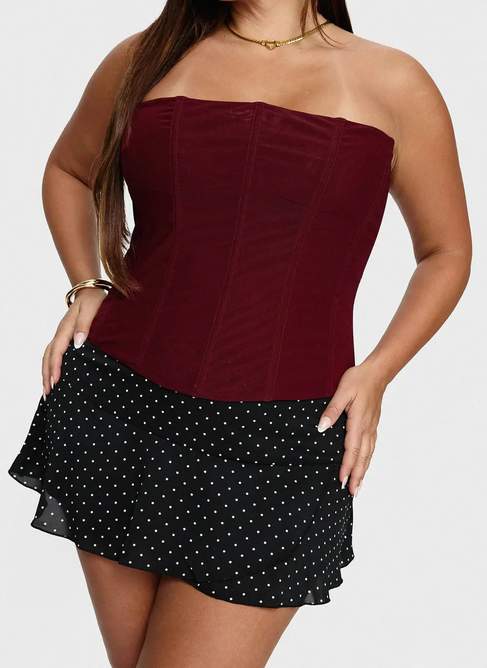 Sonsie Mini Skirt Black / White Polka Curve