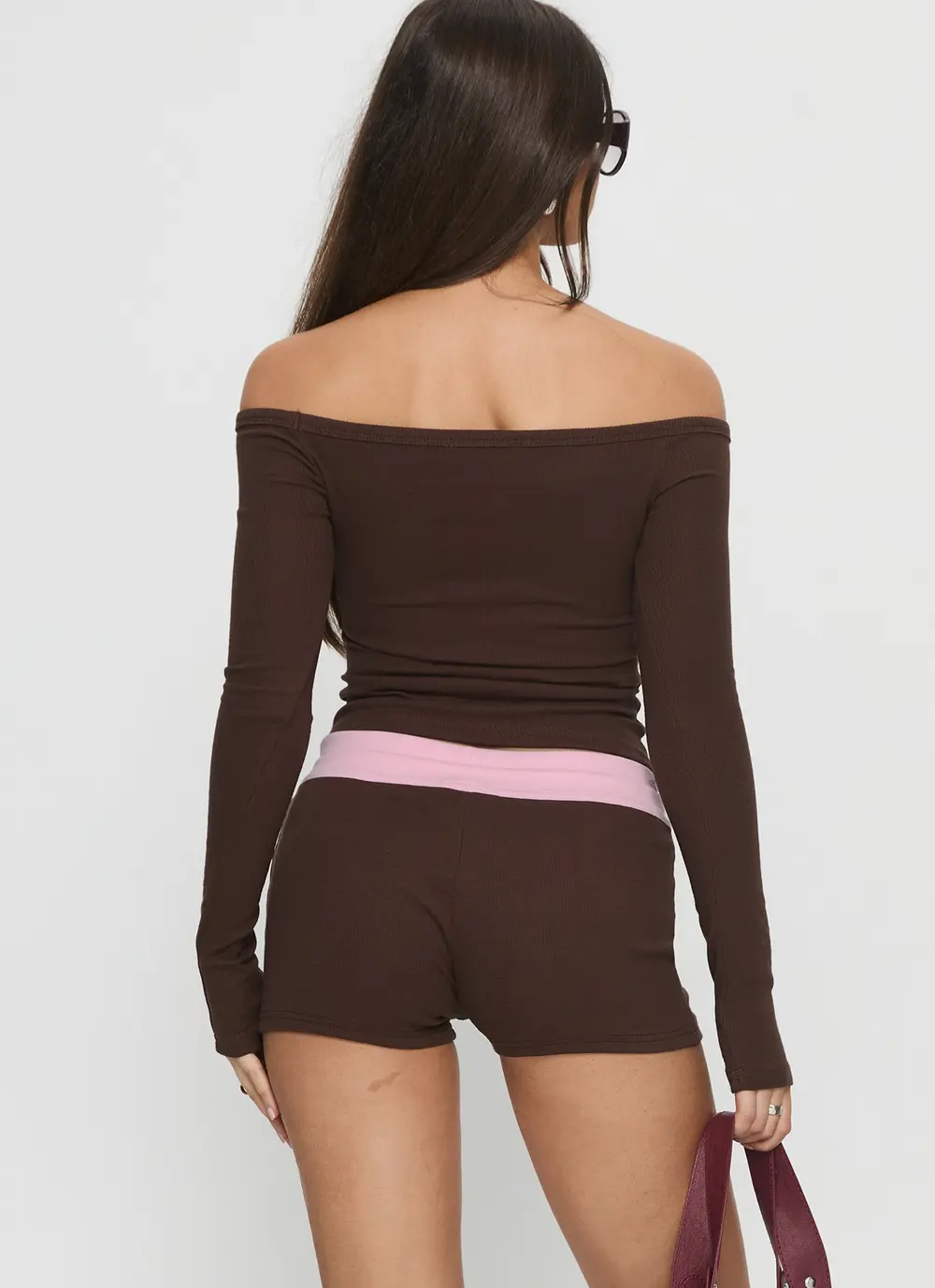 Baseline Rib Micro Shorts Brown / Pink