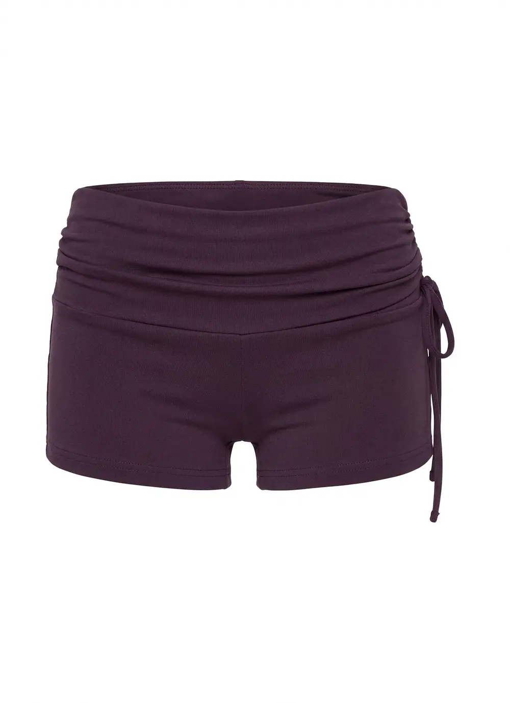 Daily Define Ruched Tie Side Micro Shorts Aubergine