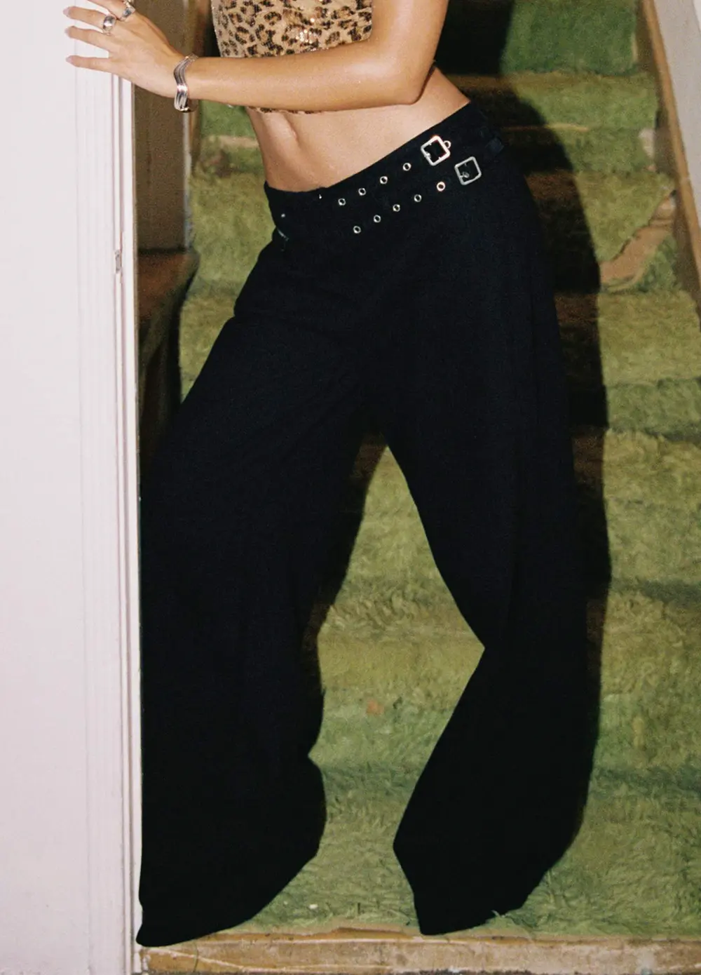 Paltrow Mid Rise Wide Leg Cargo Jeans Black