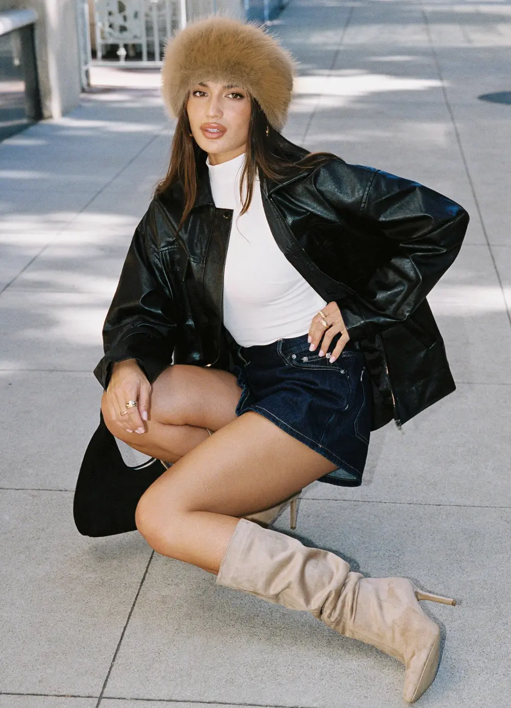 Callie Faux Leather Jacket Black