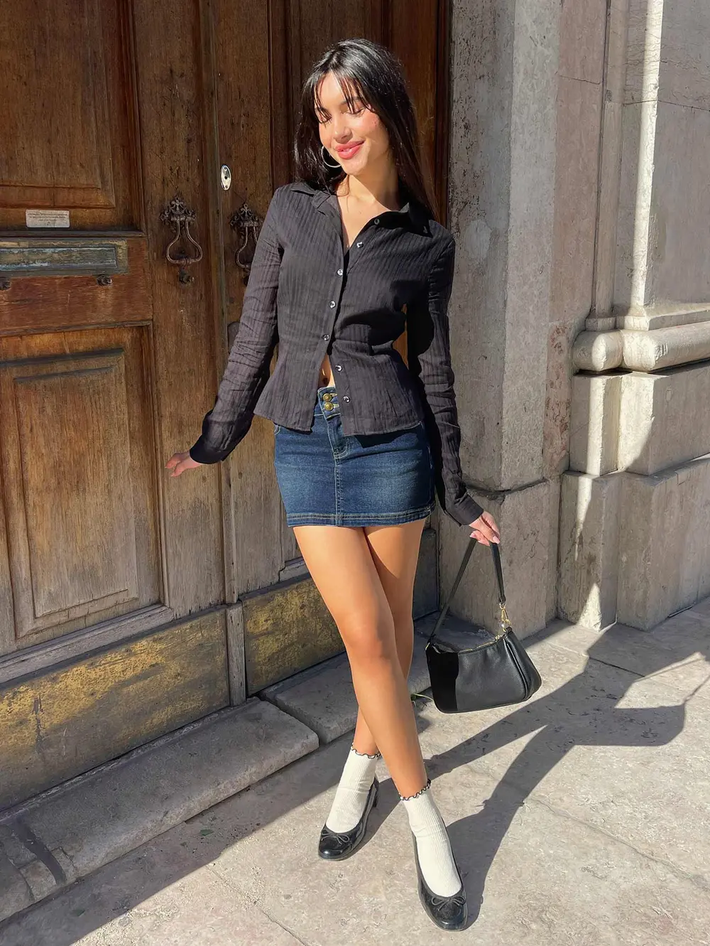 Faya Low Rise Denim Mini Skirt Dark Blue