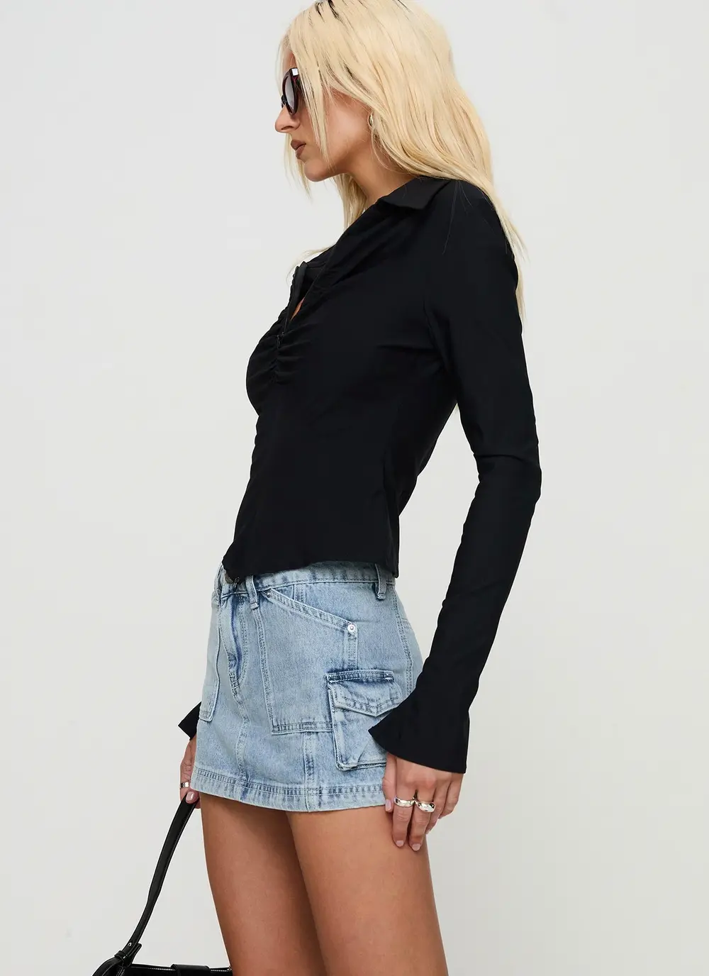 Pacific Coast Denim Cargo Skirt Light Wash