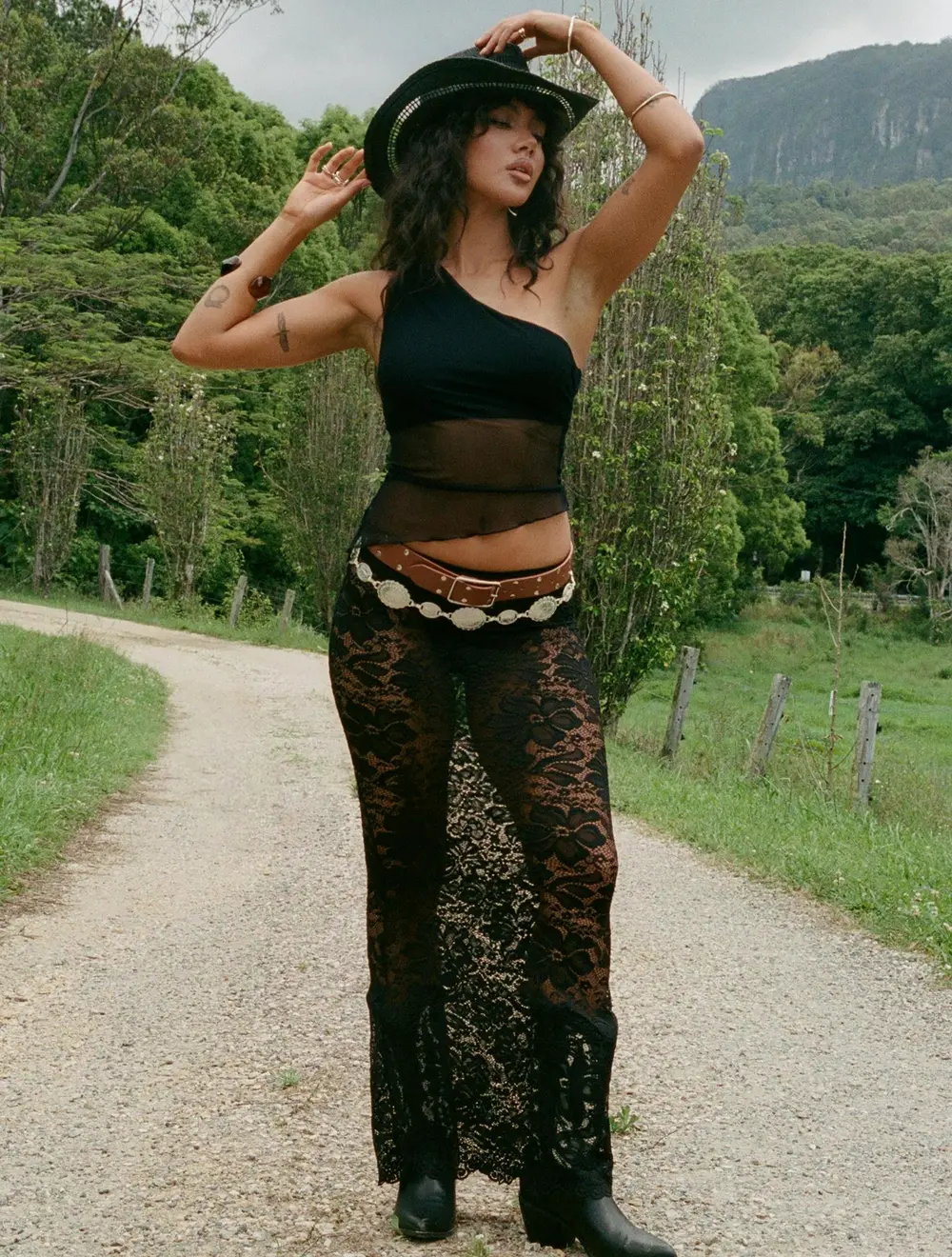 Lombardio Lace Maxi Skirt Black