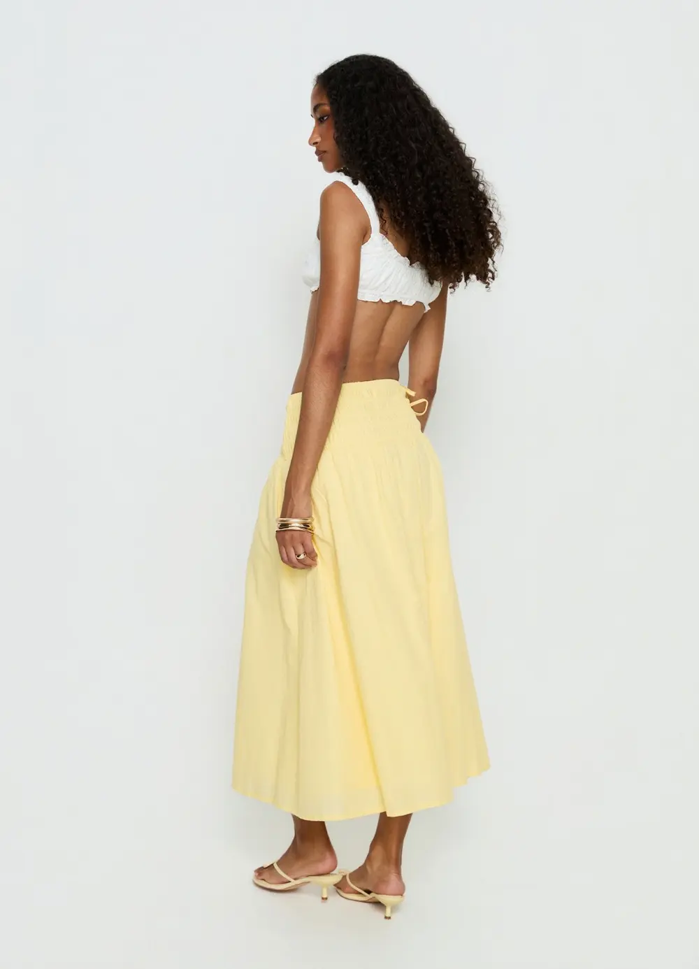 Vence Ruched Maxi Skirt Lemon Yellow