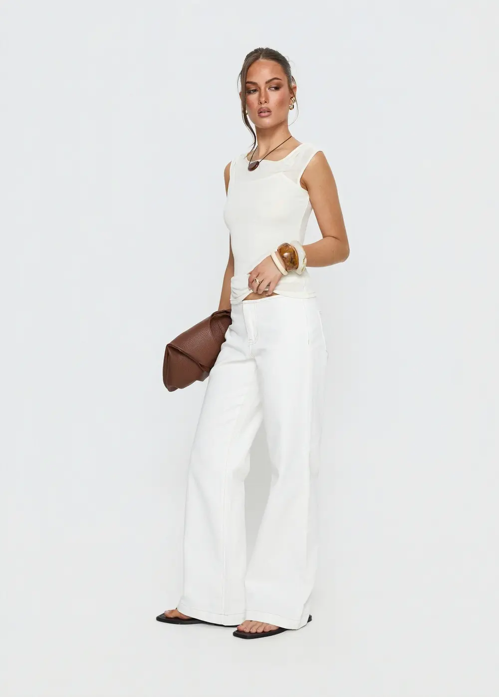 Buenos No Waist Low Rise Straight Leg Jeans White