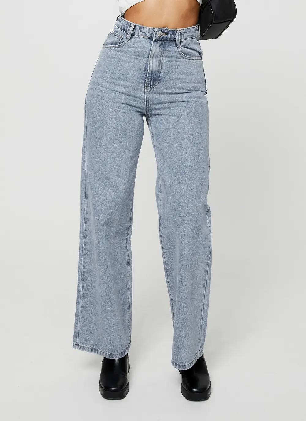 Nicolo High Rise Straight Leg Jeans Light Blue Wash