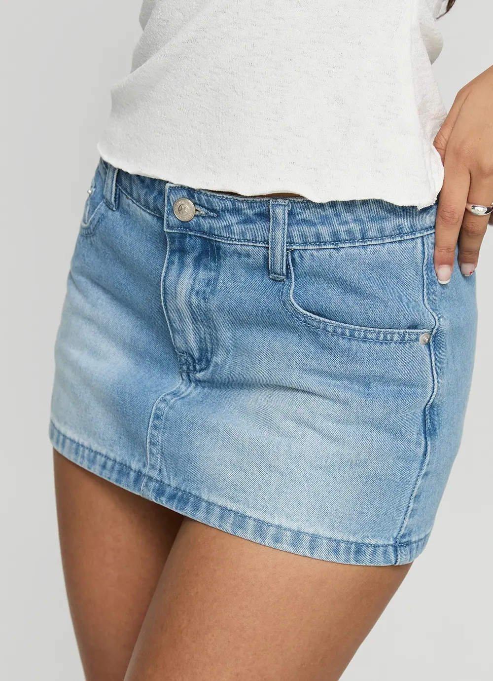 Jordi Low Rise Denim Skort Light Blue Wash