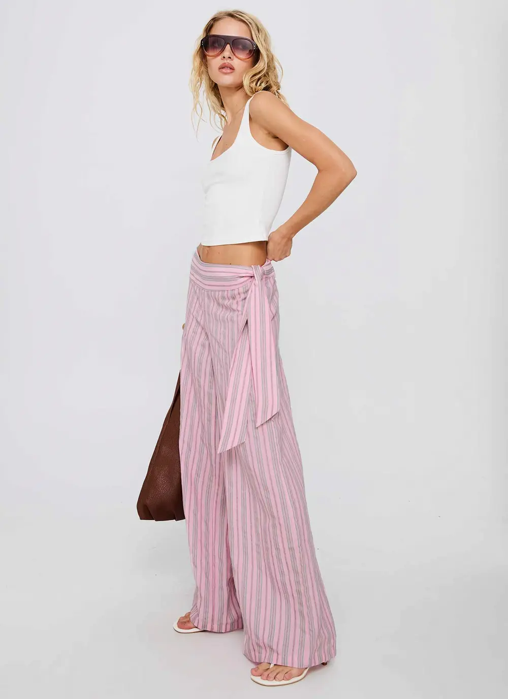 Wave Dancer Tie Pant Pink Stripe