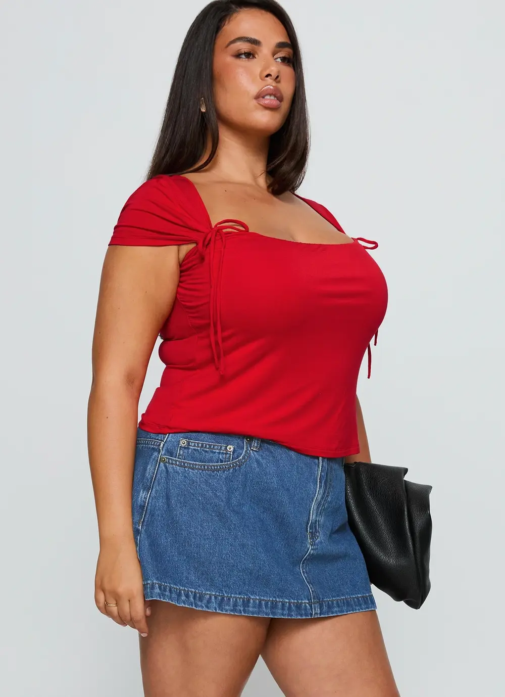 Nicolina Low Rise Denim Mini Skirt Light Wash Curve