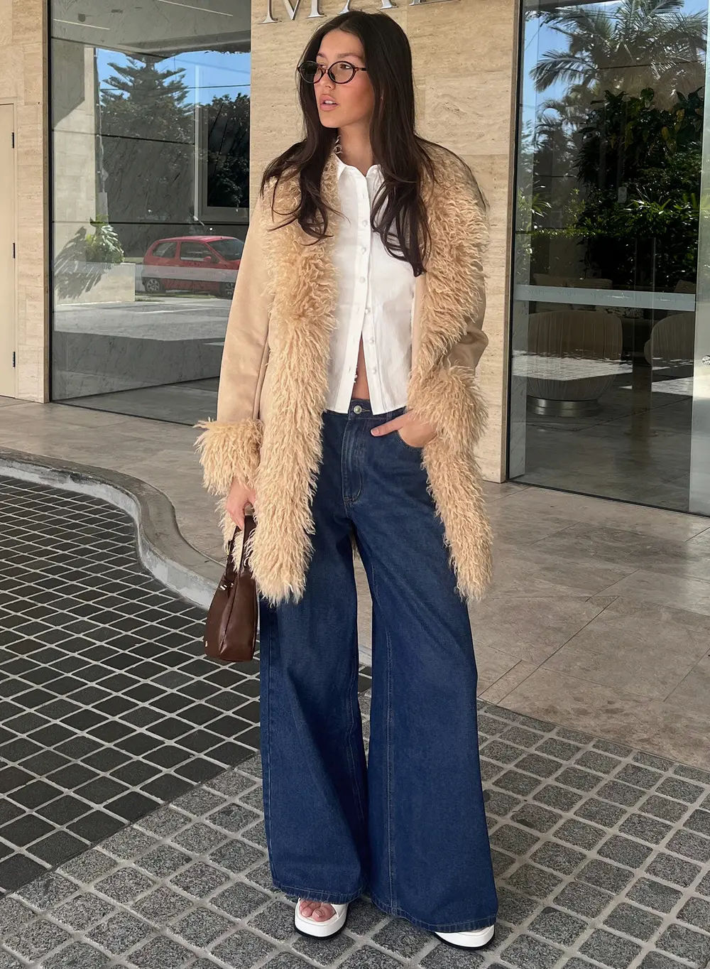 Naylor Mid Rise Wide Leg Jeans Mid Blue Denim