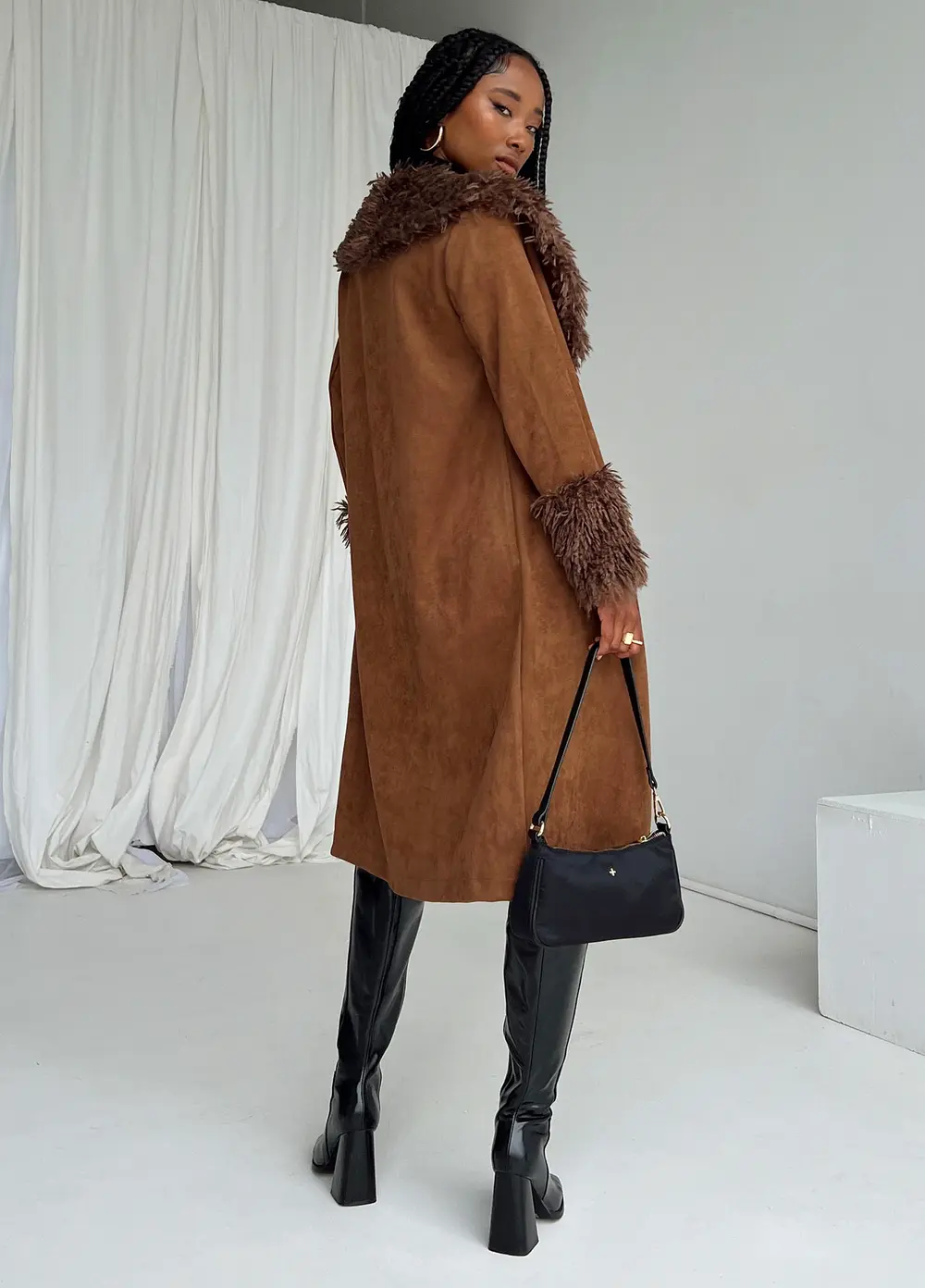 After Party Shearling Jacket Brown
